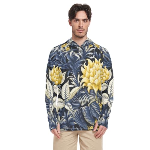 T-Shirt de Pêche et Running Homme Fleurs Jaunes Manches Longues