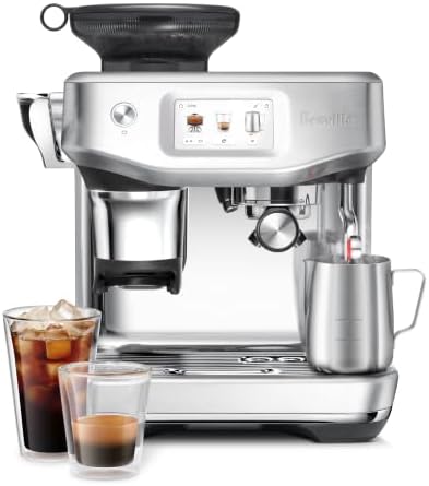 Breville BES881BSS Barista Touch Impress, Brushed Stainless Steel | Enjoy cold extraction functionality for cold brew beverages with this semi-automatic espresso machine with built-in grinder