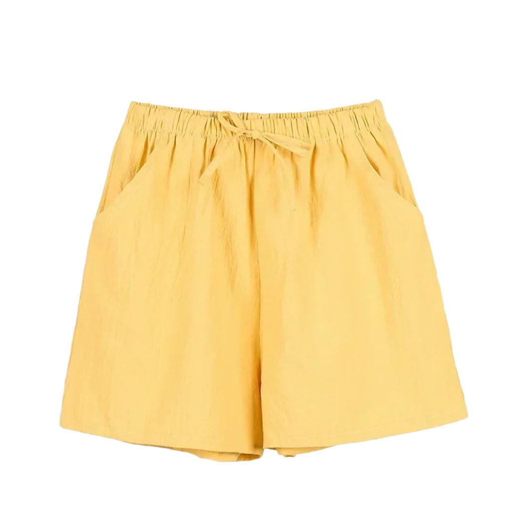 Short d'été en coton lin léger avec poches amples