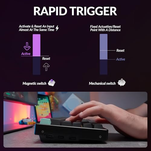 Image of Keychron K2 HE Rapid Trigger Wireless Custom Keyboard with Hall Effect Gateron Double-Rail Magnetic Switch, QMK 2.4 GHz Bluetooth 5.2 RGB Compatible with Mac Windows Linux - Aluminum
