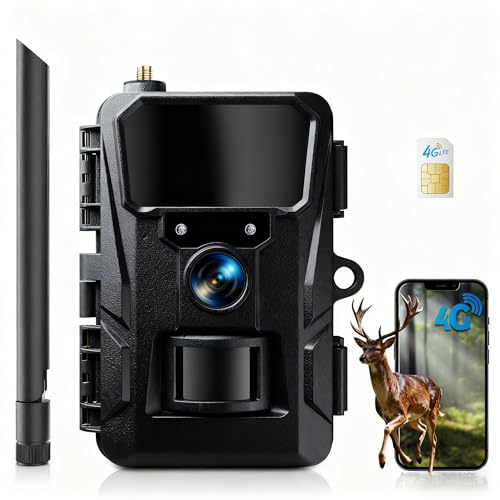 WOLFANG Cámara Celular 4G LTE para Vida Silvestre, Conecta Nationwide 4G LTE, cámara de Rastro Celular 2K 48MP con Control de aplicación, súper visión Nocturna, Pantalla TFT de 2 pies, Disparador de
