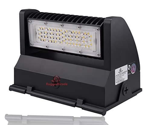 Ruggedgrade 5,600 Lumen - 40 Watt Rotate Iii Series Led Wall Pack - 5000K - High Efficiency 140 Lumen To Watt - Brown Color #TOP3