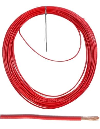 electrosmart 12V 24V 1mm² 16.5 Amps Single Core Copper Automotive Auto Car Marine Stranded Thin Wall Cable/Wire Red or Black (16.5A) (Red, 5m)