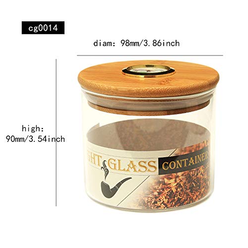 MUXIANG Tobacco Jar Cigar Storage Jar Cigar Humiditor Small Round Humidifier Glass Airtight Preserve Tobacco Pipe WMCG0014