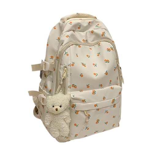 AIXXCUVQ Mochila feminina cereja estética de nylon com linda mochila escolar e cereja para o dia a dia para o início das aulas, Tipo + 3
