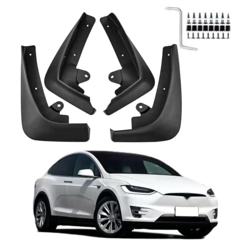 Image of Custom Fit for Mud Flaps Tesla Model X 2015-2022 Mud Splash Guard Front and Rear 4-PC Set