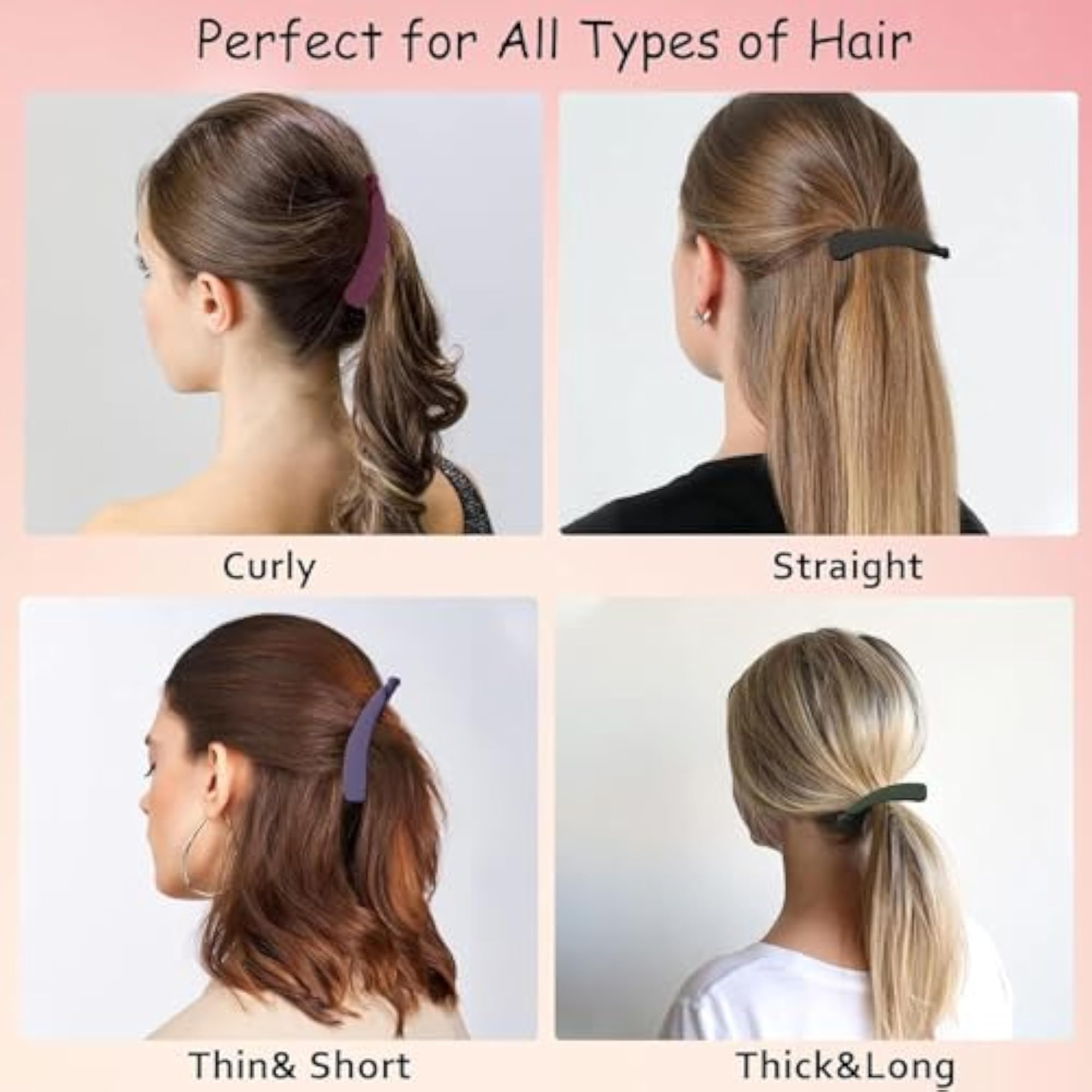 Women's 4pc Matte Finish Big Size Banana Hair Clip Set