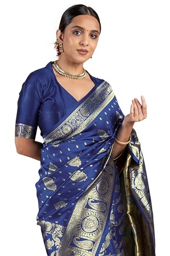 Image of Subham Women Saree Chandrakor Paithani Silk Cotton | Soft Daily Wear Golden Zari Sari with Unstitched Blouse