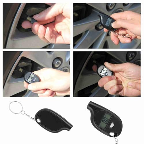 Image of Acouto Digital Tire Pressure Gauge 5-150PSI, Mini Digital LCD Tire Gauge for Tire Pressure, Tyre Air Pressure Gauge Tester with Keychain, PSI, Kpa, Bar, Kg /cm