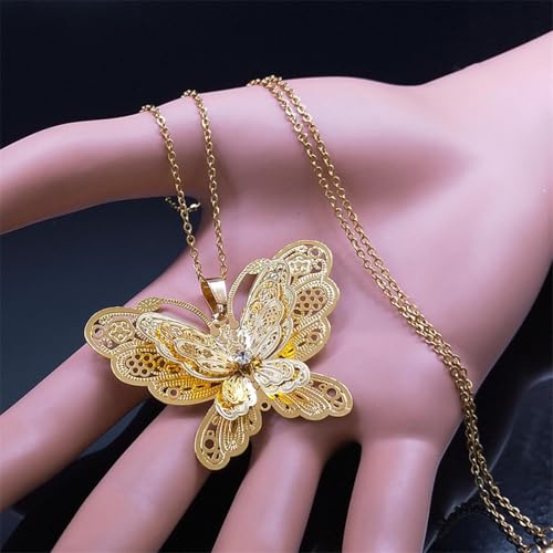 Collier pour homme papillon filigrane 3D en cuivre ciselé