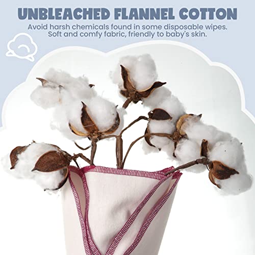 Mimorou AMINZER 45 Pcs Flannel Cloth Baby Wipes Reusable Baby Diapers Wipes Washable Natural Unbleached Baby Face Wipes Soft And Sturdy Cloth Wipes 5 Colors Outer Stitching 8 X 8 Inches thumb #3