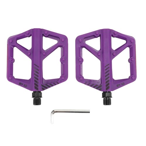 Yizisecce Road Bike Pedals、自転車ペダルホウ素スチール車軸用、ナイロン繊維の非スリップ歯付き爪のデザイン、フラットペダル、高強度、耐久性、軽量、アンチスキッド表面 (紫)