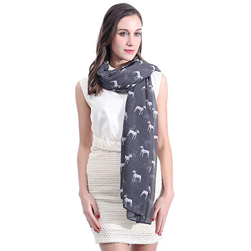Lina & Lily Bull Terrier Dog Print Women's Scarf Shawl Wrap Lightweight4