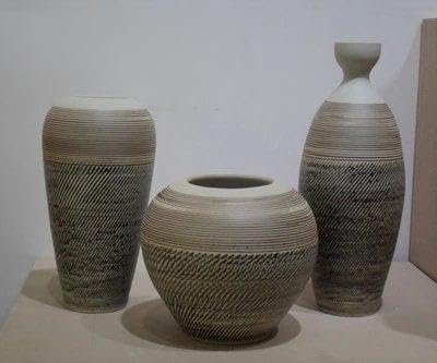 Vase en céramique de Jingdezhen blanc : ensemble de 3 ornements de salon pour meuble et comptoir
