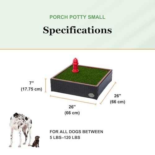 Image of Porch Potty Small Indoor & Outdoor Dog Potty System with Artificial Grass, Quick-Draining Base & Drainage Hose - Reusable Dog Grass Pad for Apartments, Balconies, Patios & RVs