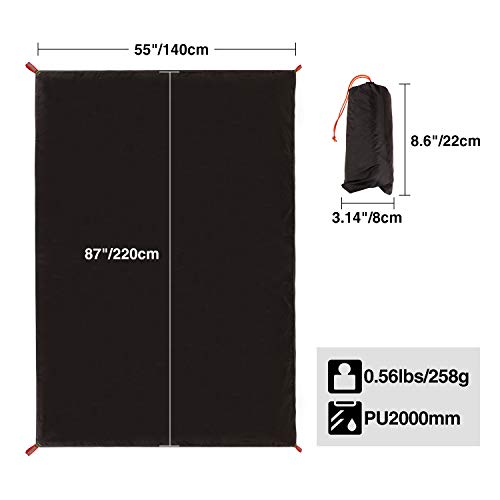 Redcamp Ultralight Tent Footprint, Pu 2000 Waterproof Camping Tent Tarp With Drawstring Carrying Bag For Ground Camping Hiking (55"X87" Ul Black) #TOP3