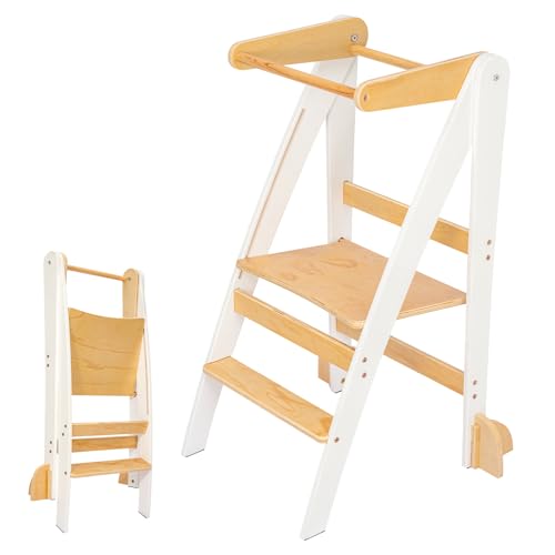 GREENSAPPIRE Wooden Learning Tower for Toddlers Foldable Kids Step Stool with Anti-Tip Safety Space-Saving Helper Tower for Kitchen & Bathroom Learning Activities (59.99)