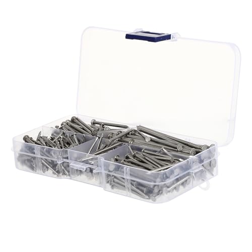 460 clavos de acero inoxidable surtidos, 0,5-2,5 pulgadas, color plateado
