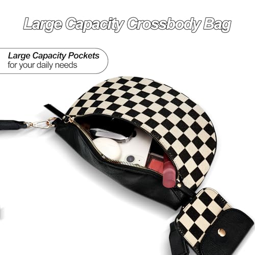 Image of Checkered Crossbody Bag, Bum Bags for Women Crossbody,Spacious Sling Bag Purse Fanny Packs with Shoulder Strap