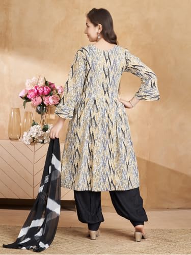Image of Aarika Girls Ethnic Wear Grey Colour Abstract Print Kurti