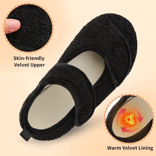 JOINFREE Womens Mens House Slippers Wide Adjustable Diabetic Slippers Cozy Barefoot Bedroom Shoes Edma Swollen Socks Slipper With Soft Rubber Soles4