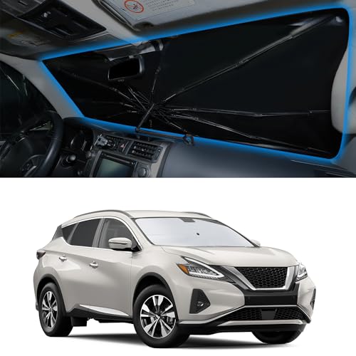 Image of Windshield Sun Shade Umbrella for 2015-2026 Nissan Murano | Full covered for windshield, Block UV Rays, Heat Reduction, Easy to install, Durable & Fold Up Small