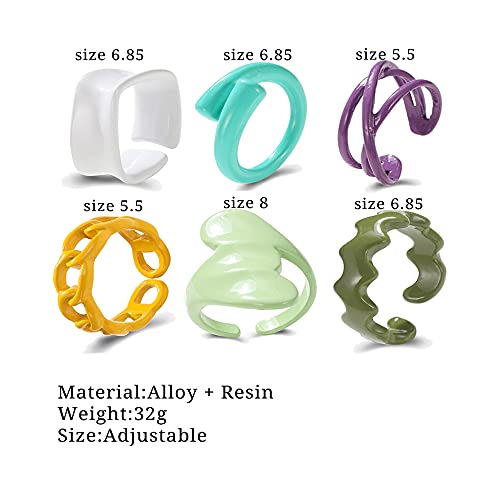 Csiyanjry99 Y2K Chunky Colorful Enamel Rings Resin Acrylic Plastic Ring Cute Candy Ring Transparent Trendy Rings For Women Teen Girls (T) #TOP6