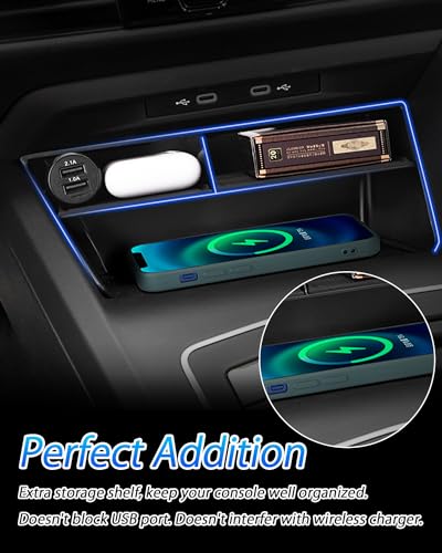 Karltys 2PCS Center Console Organizer Tray for 2022-2025 VW Volkswagen Golf GTI R MK8 Accessories Middle Console Tray Armrest Storage Box with Non-Slip Silicone Mat