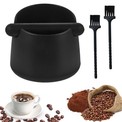 Coffee Knock Box, Coffee Grounds Knock Box with 2 pcs Brushes, Non-Slip Shock-Absorbent Espresso Knock Box, 4.3 in Round Coffee Bin, Small Coffee Knock Box Sage, Coffee Grounds Container Knock Box