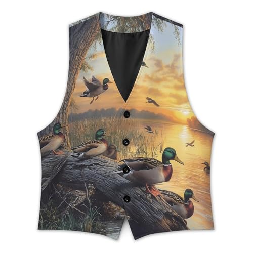 Mallard Ducks Lake Mens Slim Fit Suit Vest Dress Waistcoat Casual Business Vest3