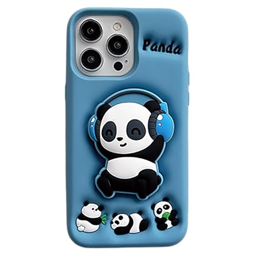 A-BEAUTY Funda Silicona Compatible con iPhone 15/14/13 6.1 Pulgadas, 3D Kawaii Dibujos Animados Carcasa Antigolpes Protectora para Mujeres Niños y Niñas, Lindo Panda