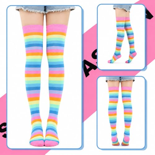 Image of Black and White Striped Arm Leg Warmers Sleeves Set Rainbow Socks Knee High Fingerless Gloves Hand Thigh Warm