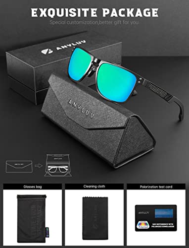 Image of ANYLUV Polarized Sunglasses for Men Rectangular Classic Al-Mg Metal Frame Sun Glasses Mens Sunglasses with UV Protection
