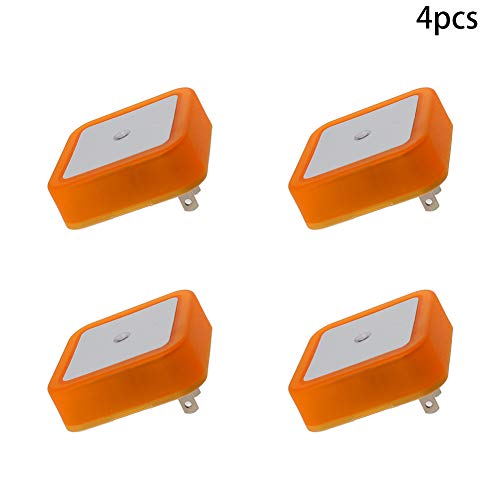 Image of Othmro ABS L62xW62xH40 Plug-in Night Light Warm Light LED Christmas Light Bulb Bed Lights with Auto Dusk-to-Dawn Sensor for Bedroom Kitchen Hallway Orange US Plug 4Pcs