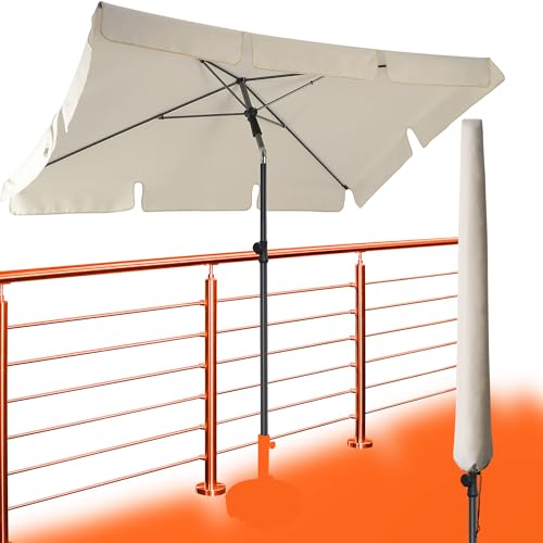 Menz Sonnenschirm Balkon inkl. Sonnenschirmhülle - UPF 50+ Sonnenschirm rechteckig für Sonnenschutz auf Balkon und Terrasse, 200 x 125 cm Balkonschirm rechteckig stabil, mit Knickfunktion, Beige Menz Sonnenschirm Balkon inkl. Sonnenschirmhülle - UPF 50+ Sonnenschirm rechteckig für Sonnenschutz auf Balkon und Terrasse, 200 x 125 cm Balkonschirm rechteckig stabil, mit Knickfunktion, Beige