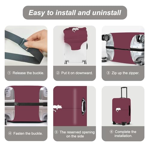 Image of Cute Kitty Pattern Luggage Cover, Washable Suitcase Protector Simple Tiny Cat Design Anti-scratch for 24 inch,26 inchBag