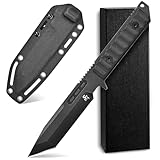 Sitivien ST16 Fixed Blade Knife 154CM Black Stonewashed Steel Blade Double Color G10 Handle Full Tang EDC Tool Straight Knife for Outdoor Tactical Survival Camping Adventure(Black)