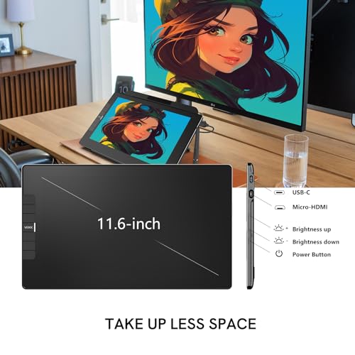 Image of VEIKK VK1200 V3 Drawing Tablet with Screen, 11.6 Inch | Upgraded to 16384 Levels Pressure Sensitivity, Tilt Function, with Stand, 2 Pens & Glove