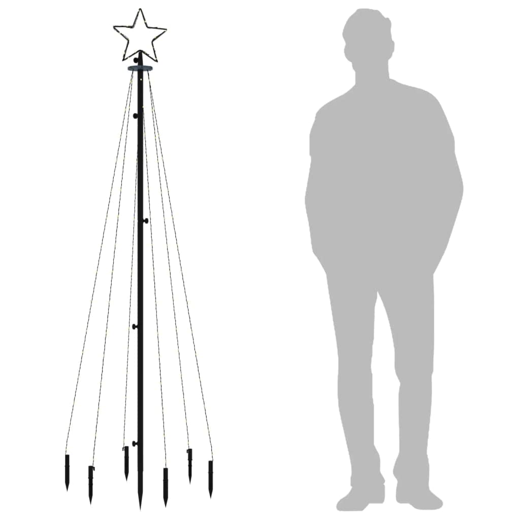 vidaXL Árbol de Navidad con Pincho 108 LED Estaca Luces Decoración Adorno Cascada para Celebración Diversión Festival en Familia Blanco Frío
