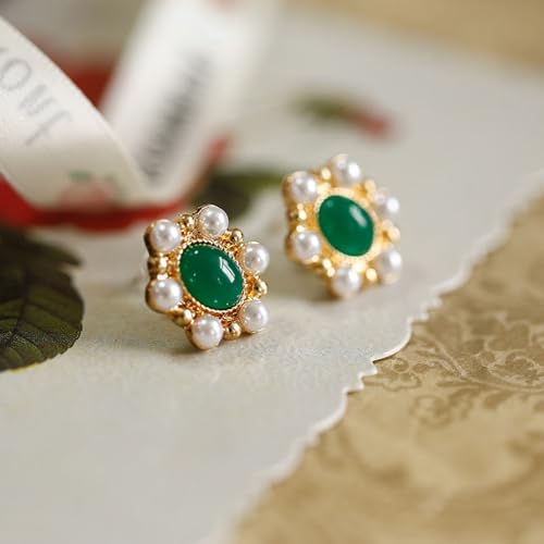 Boucles d'oreilles Jade Vert et Argent S925, bijoux d'exception