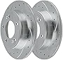 AutoShack PR41605DSZPR Rear Drilled Slotted Brake Rotors Silver Pair of 2 Driver and Passenger Side Replacement for Hyundai Veloster Kona Venue Elantra Coupe Elantra GT Kia Soul Forte5 2021 Seltos FWD