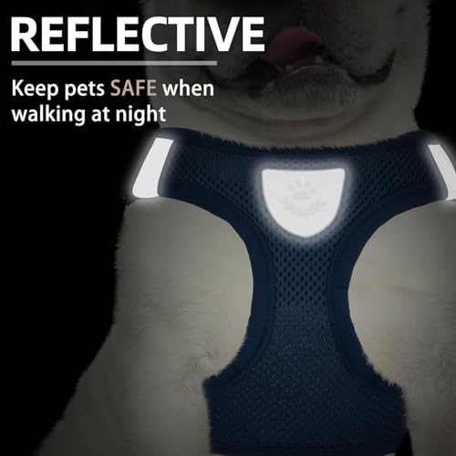 Image of PUPTECK Adjustable Dog Harness Collar and Leash Set Step in No Pull Pet Harness for Small Medium Dogs Puppy and Cats Outdoor Walking Running, Soft Mesh Padded Reflective Vest Harnesses