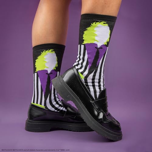 Cinereplicas Beetlejuice - Conjunto de 3 meias - Tamanho único - Licença oficial, Multicor, 39