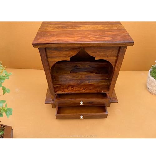 Image of Wudniture Sheesham Wood Handcraft Temple for Home & Office | Wooden Temple - Walnut Brown