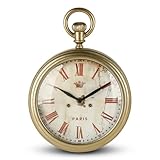NIKKY HOME Piccolo orologio da parete vintage dorato, 20,3 cm, funzionamento a batteria, silenzioso, retrò, in metallo, rotondo, analogico, per bagno, cucina, soggiorno, camera da letto, ufficio