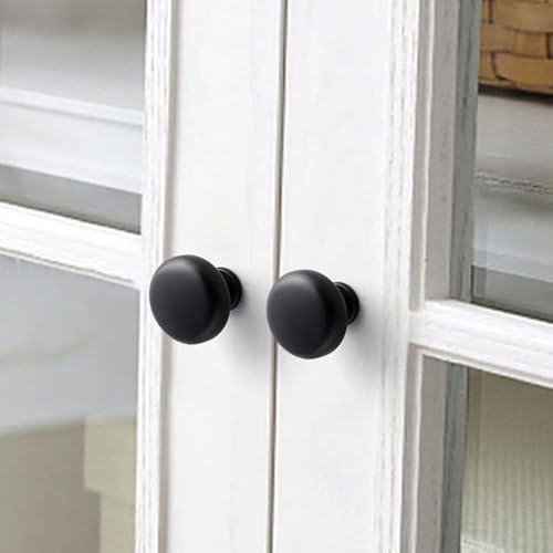 Image of 5-Pack Cabinet Knob Pulls, Kitchen Cabinet Matte Black Zinc Alloy Knob Drawer Pulls, Matte Black Dresser Knob Drawer Pulls, Kitchen Cabinet Knobs Solid Round Pulls. (Black)