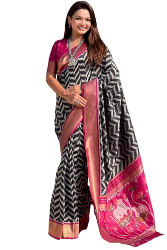 SGF11 Women's Kanjivaram Patola Soft Pure Silk Sarees With Unstitched Blouse Piece product image 11