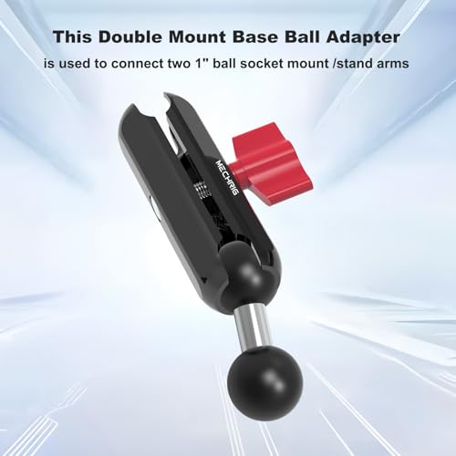 Image of Double 1 inch inch Ball Mount Base Ball Adapter, CNC Aluminum Alloy 1 inch Ball Mount Holder Dual Heads Compatible with RAM Mounts Ball B Size Double Socket Arm for Bike Motorcycle Phone Holder Camera,78010