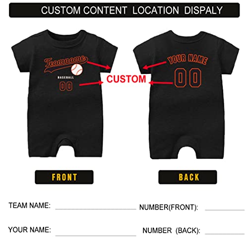 Babywen Custom Baby Bodysuit Black/Orange Baseball Jersey Clothes Gifts Personalized Baby Name & Number #TOP2