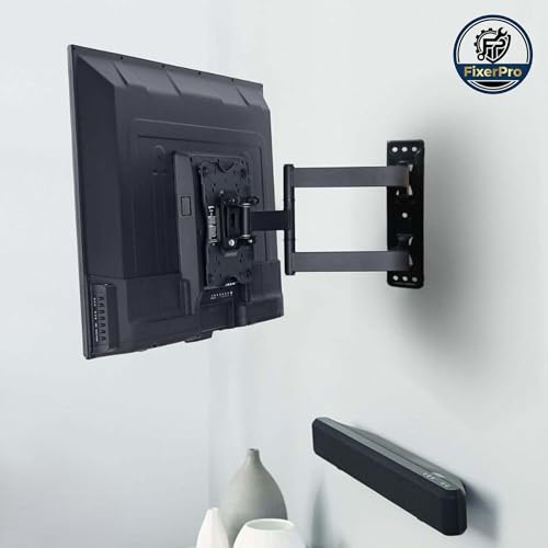 Image of SM4 Movable /Swivel TV Wall Mount for 32 to 55 Inch LED /LCD /Smart TVs | Tilt +8 to -5 & 180 Swivel |Heavy Duty Wall Bracket | Max Load 30 Kg | VESA 200x200 & 400x400 (Black)
